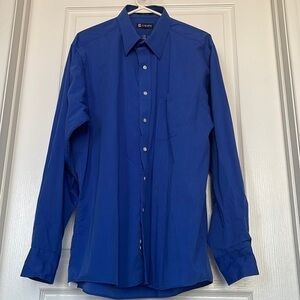 Chaps Ralph Lauren Mens Dress Shirt Cobalt Blue 17/17.5 EUC #0095